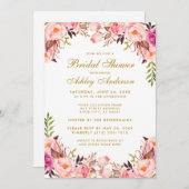 Aquarellfarben Rosa Blush Brautparty Gold Einladung (Vorne/Hinten)