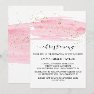 Aquarellfarben Rosa Blush & Gold Einladung