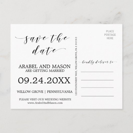 Aquarellfarben Rosa Blush & Gold Hochzeit Das Datu Ankündigungspostkarte (Rückseite)