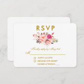 Aquarellfarben Rosa Blush Gold Hochzeit RSVP (Vorne/Hinten)
