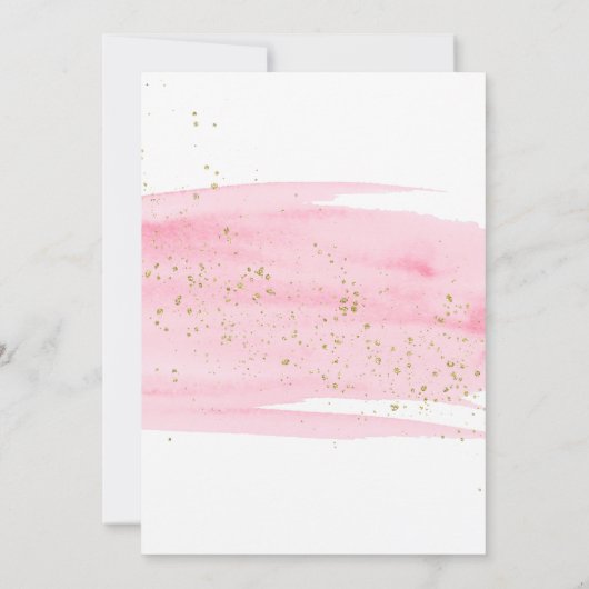 Aquarellfarben Rosa Blush & Gold Sparkline Brunch Einladung (Rückseite)