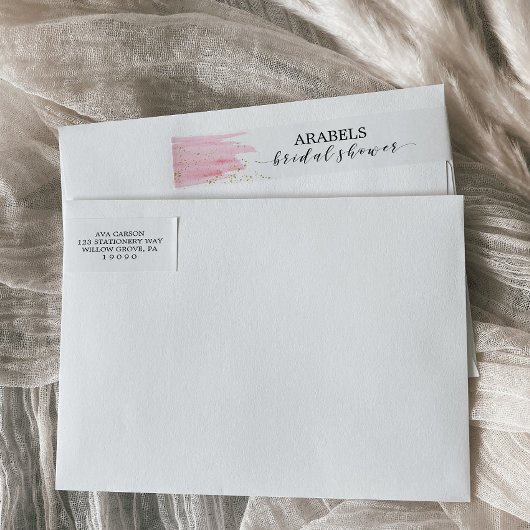 Aquarellfarben Rosa Blush & Gold Sparkone Brautpar