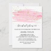 Aquarellfarben Rosa Blush & Gold Sparkone Brautpar Einladung (Vorderseite)