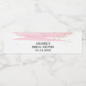 Aquarellfarben Rosa Blush & Gold Sparkone Brautpar Wasserflaschenetikett (Einzelnes Label)