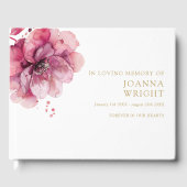 Aquarellfarben Rosa Blüte in Love Memory Beerdigun Gästebuch (Vorderseite)