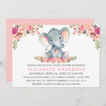 Aquarellfarben Rosa Blütenblüte Elephant Babydusch