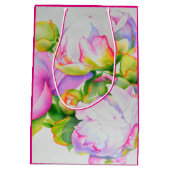 Aquarellfarben Rosa Blütenpinkerbäume Weiße Blüten Mittlere Geschenktüte (Rückseite)