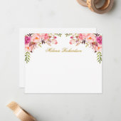 Aquarellfarben Rosa Blütenrot Personalisiertes Gol Mitteilungskarte (Vorderseite/Rückseite Beispiel)