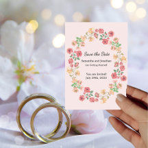 Aquarellfarben Rosa Boho Ring Blume Save the Date