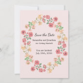 Aquarellfarben Rosa Boho Ring Blume Save the Date Einladung (Vorderseite)