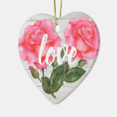 Aquarellfarben Rosa Botanische Blütendarstellung Keramik Ornament (Links)