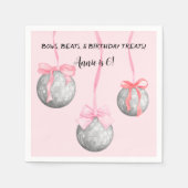 Aquarellfarben Rosa Bow Ribbon Silver Diskothek Ba Serviette (Vorderseite)