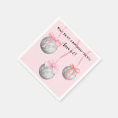 Aquarellfarben Rosa Bow Ribbon Silver Diskothek Ba Serviette (Ecke)