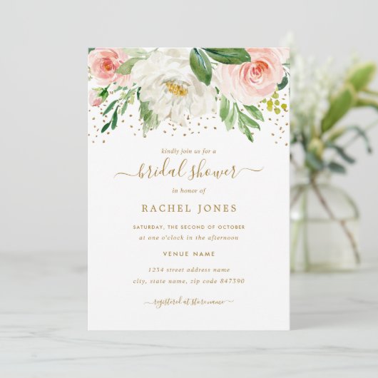 Aquarellfarben Rosa Brautparty Einladung (Stehend Vorderseite)
