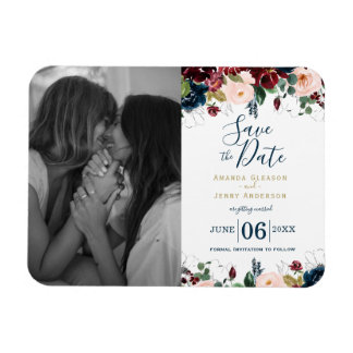 Aquarellfarben Rosa, Burgund und Blaue Navy Blumen Magnet