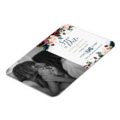 Aquarellfarben Rosa, Burgund und Blaue Navy Blumen Magnet (Linke Seite)