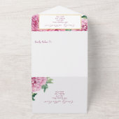 Aquarellfarben Rosa Chrysanthemum mit Gold All In One Einladung (Außenbereich)