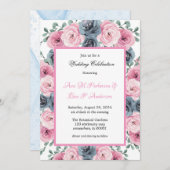 Aquarellfarben Rosa & dutzende Blüten Hochzeit Einladung (Vorne/Hinten)