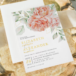 Aquarellfarben Rosa Elegante Hochzeit Gold Folieneinladung