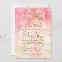 Aquarellfarben Rosa Feierliche Hochzeit Einladung