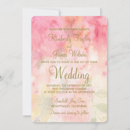 Aquarellfarben Rosa Feierliche Hochzeit Einladung