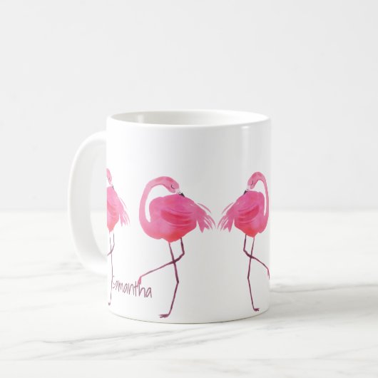 Aquarellfarben Rosa Flamingos-Illustration Kaffeetasse (Vorderseite Links)