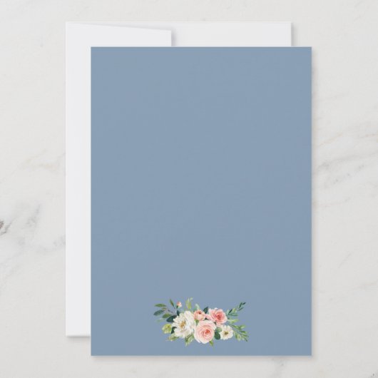 Aquarellfarben Rosa Floral Gold Dusty Blue Wedding Einladung (Rückseite)