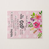 Aquarellfarben Rosa Florroman 8:28 Bibelverse Puzzle (Horizontal)