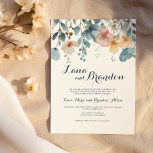 Aquarellfarben Rosa Frühlingssonne Wildblumen Hoch Einladung