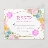 Aquarellfarben Rosa Gelbe Blüten Hochzeit Postkarte (Vorderseite)
