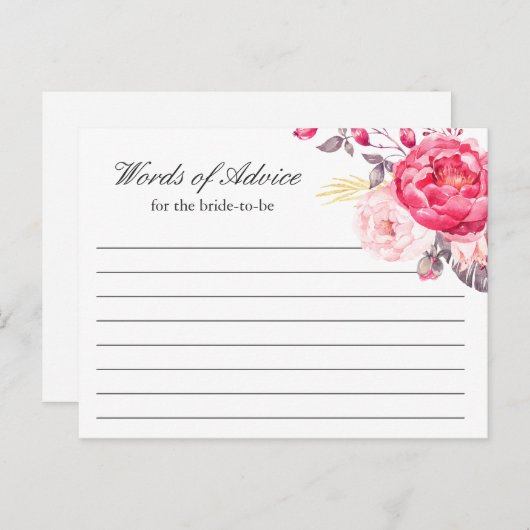 Aquarellfarben Rosa Gold Blütenwörter der Beratung Hinweiskarte (Vorne/Hinten)
