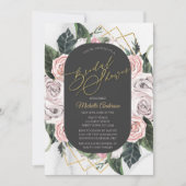 Aquarellfarben Rosa Gold Rose Brautparty Einladung (Vorderseite)