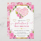 Aquarellfarben Rosa & Goldene Herzen & Blume Galen Einladung (Vorne/Hinten)
