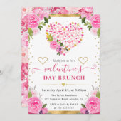 Aquarellfarben Rosa & Goldröhre Blume Valentinstag Einladung (Vorne/Hinten)