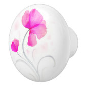 Aquarellfarben, rosa, graue Wildblume Keramikknauf (Rechts)