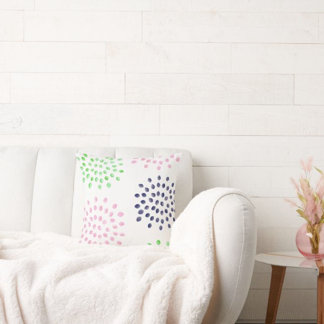 Aquarellfarben Rosa Navy Green Blume Kissen (Liege)