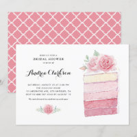 Aquarellfarben Rosa Ombre Cake Slice Brautparty