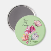 Aquarellfarben Rosa Orange und violette Blumen Magnet (Vorderseite/Rückseite)