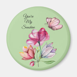 Aquarellfarben Rosa Orange und violette Blumen Magnet