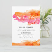 Aquarellfarben Rosa Orangefarbene Farbmischung Spl Einladung (Stehend Vorderseite)