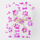 Aquarellfarben Rosa Paw Prints Geschenkpapier Set (Beispiel)