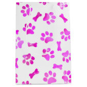 Aquarellfarben Rosa Paw Prints Mittlere Geschenktüte (Vorderseite)