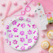 Aquarellfarben Rosa Paw Prints Pappteller (Party)