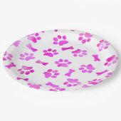 Aquarellfarben Rosa Paw Prints Pappteller (Schrägansicht)