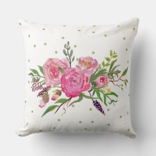 Aquarellfarben Rosa Peonies Akzente Pillow Kissen
