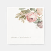 Aquarellfarben Rosa-Peonies Custom Gold Text Weddi Serviette (Vorderseite)