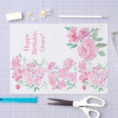 Aquarellfarben Rosa Peonies - Happy Birthday Perso Seidenpapier (Handwerk)