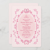 Aquarellfarben Rosa Rahmen Einladung (Vorne/Hinten)