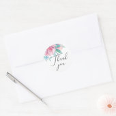 Aquarellfarben Rosa Rosa Blütenblüte Hochzeit dank Runder Aufkleber (Umschlag)