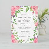 Aquarellfarben Rosa Rosen Name Einladung (Stehend vorne)